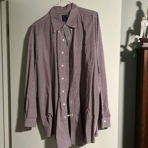 Brooks Brothers Maroon checked 3XL button down shirt .